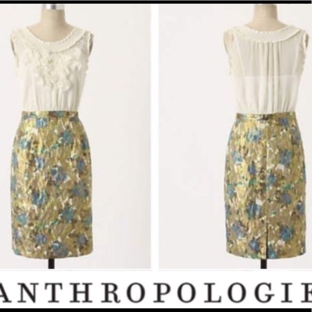 Anthropologie Floral Brocade Dress